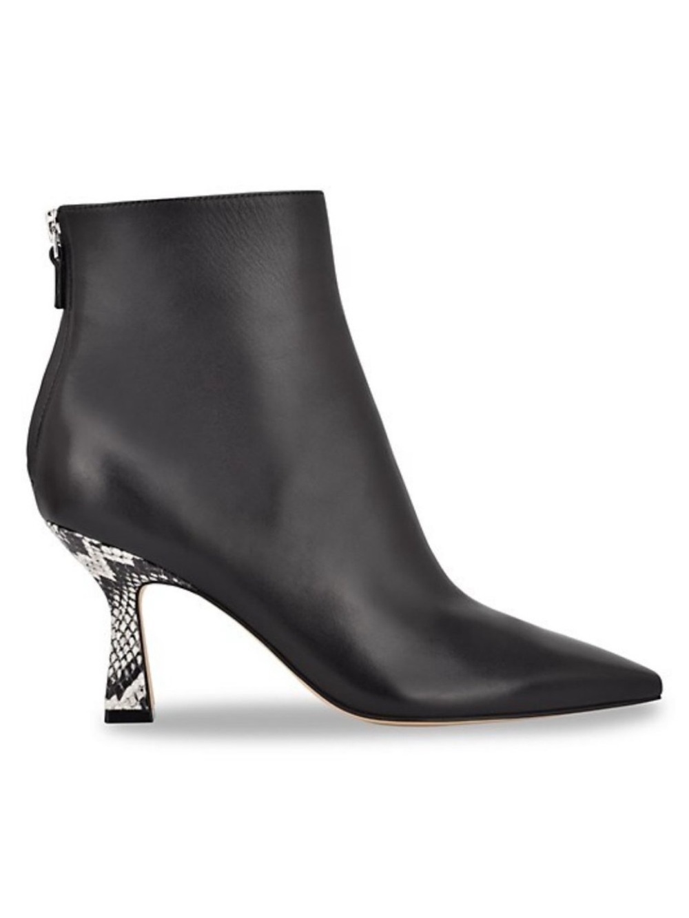Marc Fisher LTD Hint Black & White Snake Print Spool Chunky Heel Leather Booties